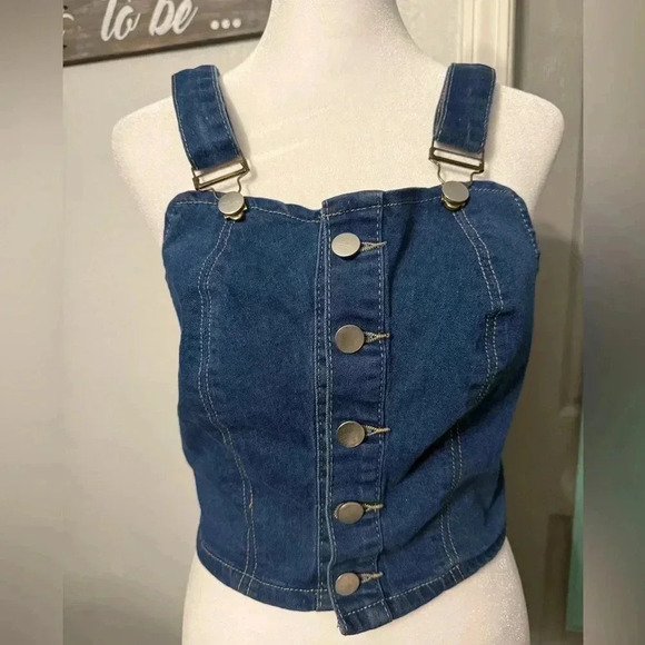 Denim jeans top with front buttons Size small - Picture 3 of 7